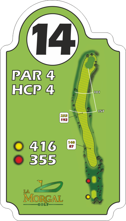 Plano del hoyo 14, par 4