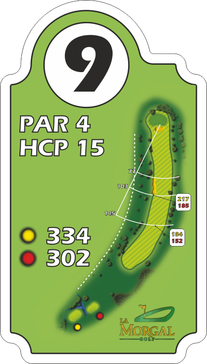 Plano del hoyo 9, par 4